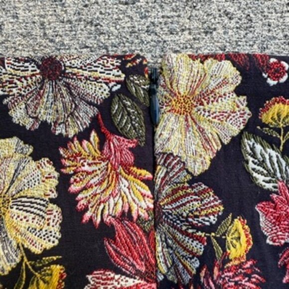 Loft Petite Mini Pencil Skirt 00P Black Flower Jacquard Lined Career - Picture 6 of 10